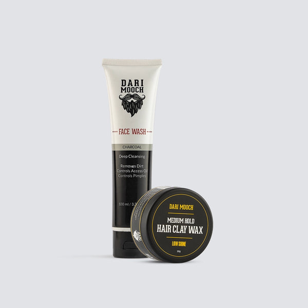 Hair Clay Wax + Charcoal Face Wash Bundle